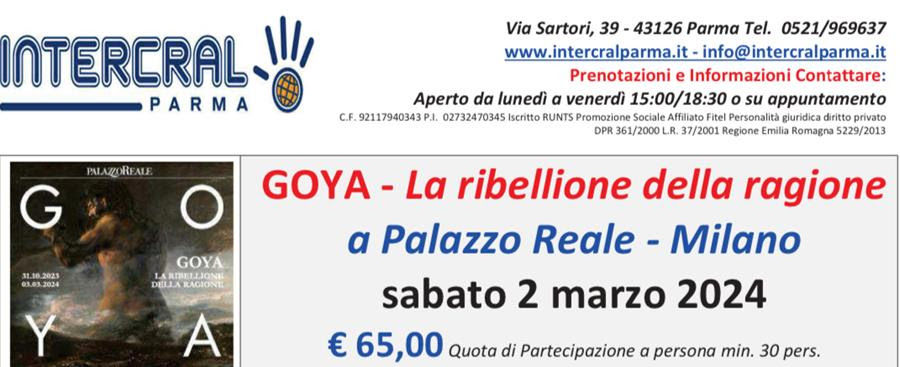 Intercral Parma: visita guidata sabato 2 marzo "Goya - La ribellione della ragione"