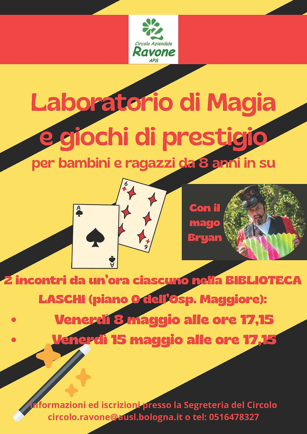 Circolo aziendale Ravone: laboratorio di magia e di prestigio, 8 e 15 maggio a Bologna