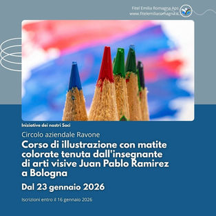 Circolo aziendale Ravone: corso di illustrazione con matite colorate tenuta dall'insegnante di arti visive Juan Pablo Ramirez a Bologna