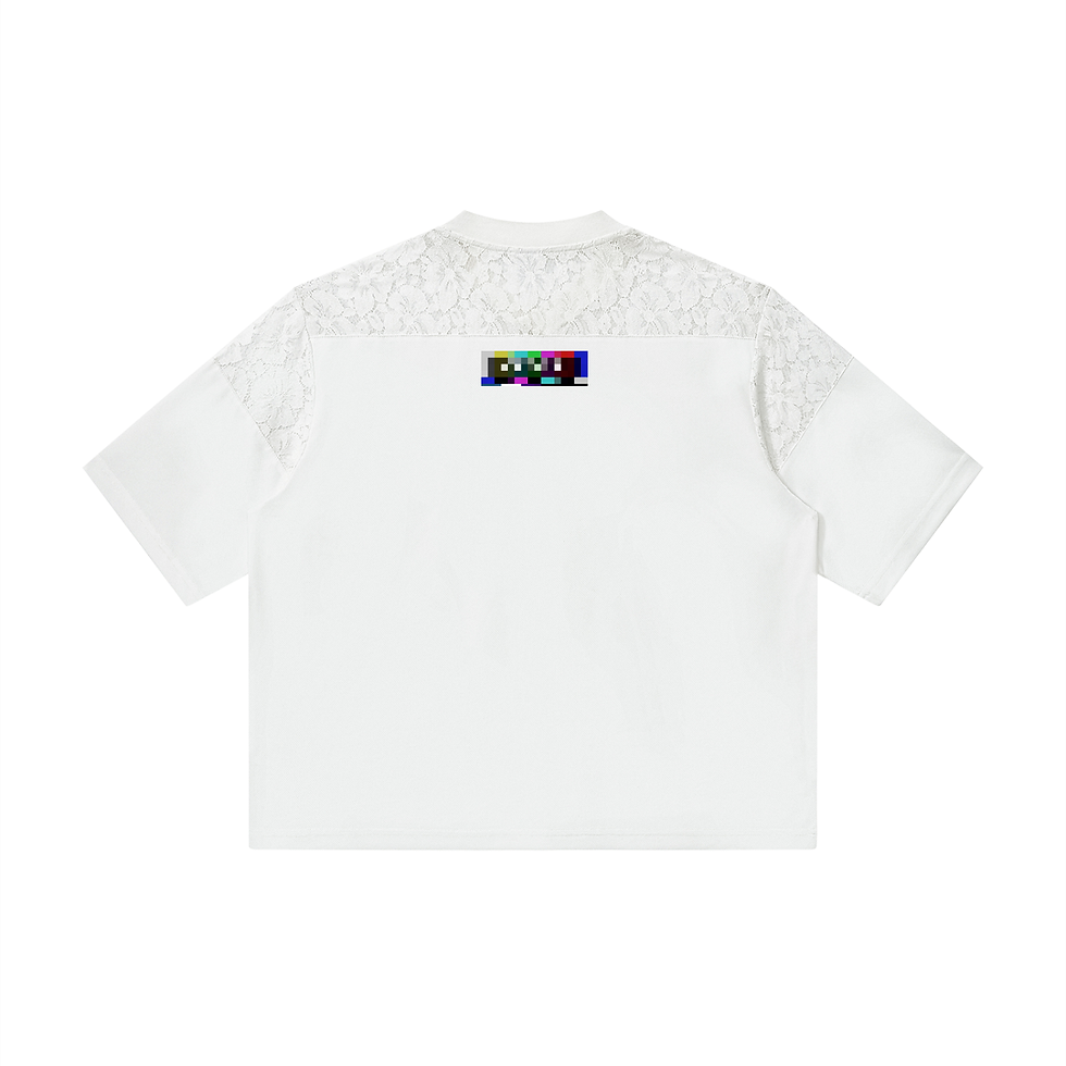 Thumbnail: Unisex Lace Paneling V-Neck T-Shirt