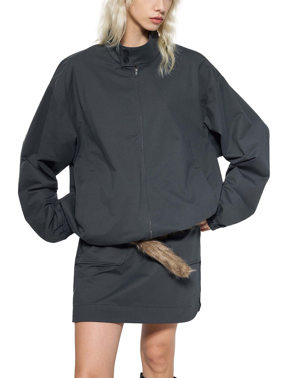 Thumbnail: Hype Stand Collar Bomber Jacket