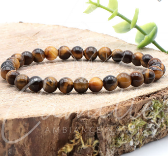 Bracelet Boules 6mm Œil de Tigre (Qualité A, Origine Afrique du Sud)