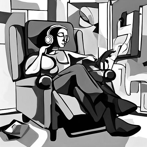 person relaxing in recliner with headphones in picasso style_edited.jpg