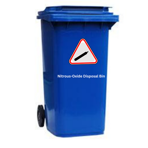 120L Hazardous waste wheelie bin for the disposal of nitrous oxide