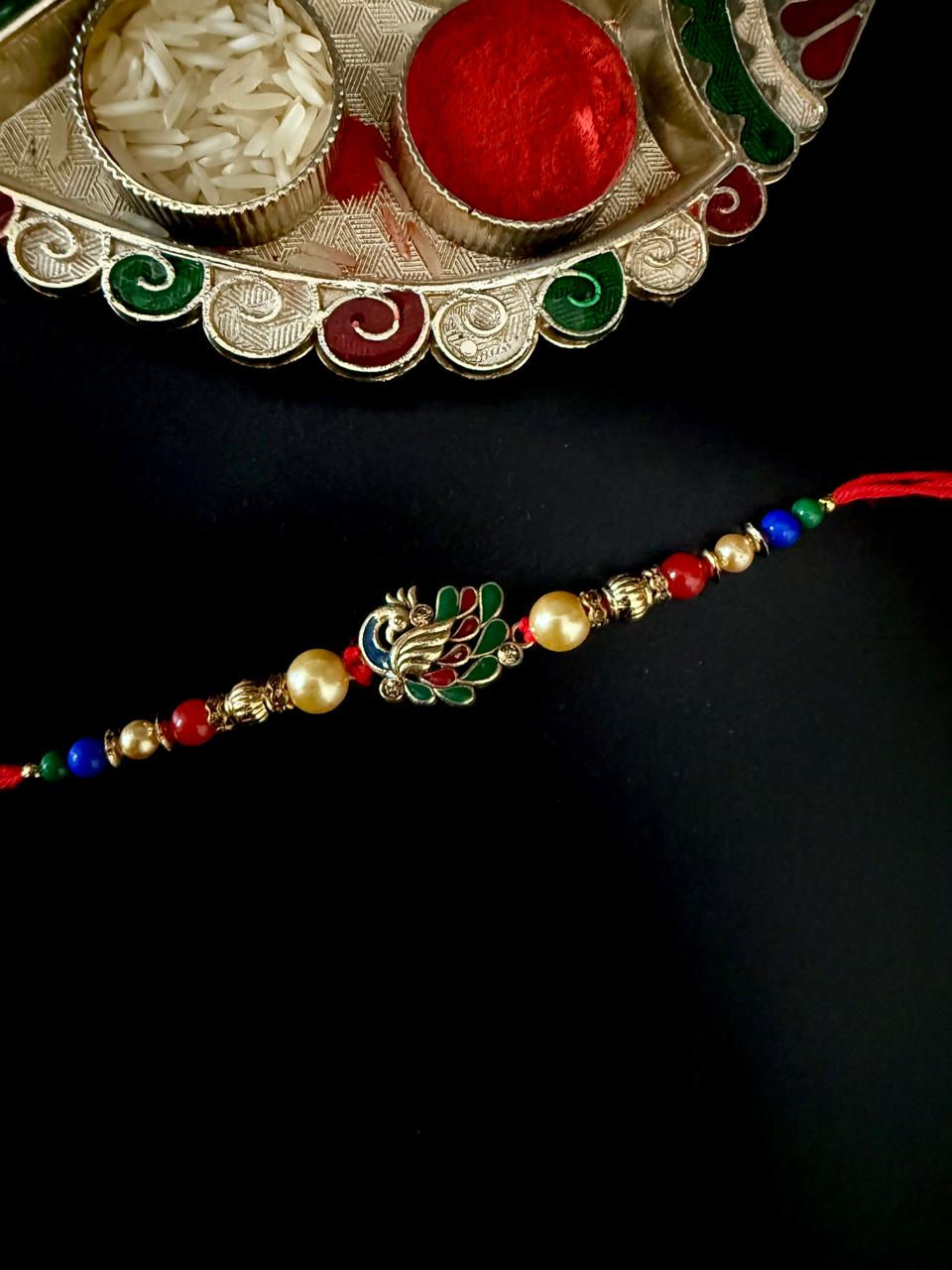 Multi Peacock Rakhi