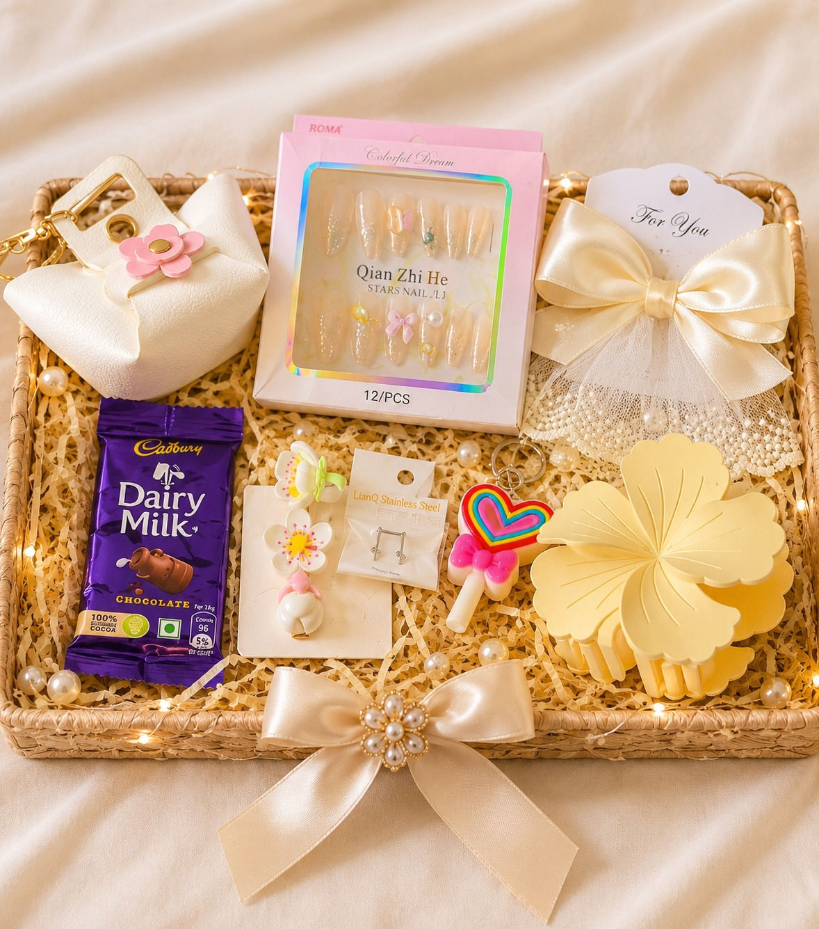 Creamy with pouch hamper for sister/bhabhi