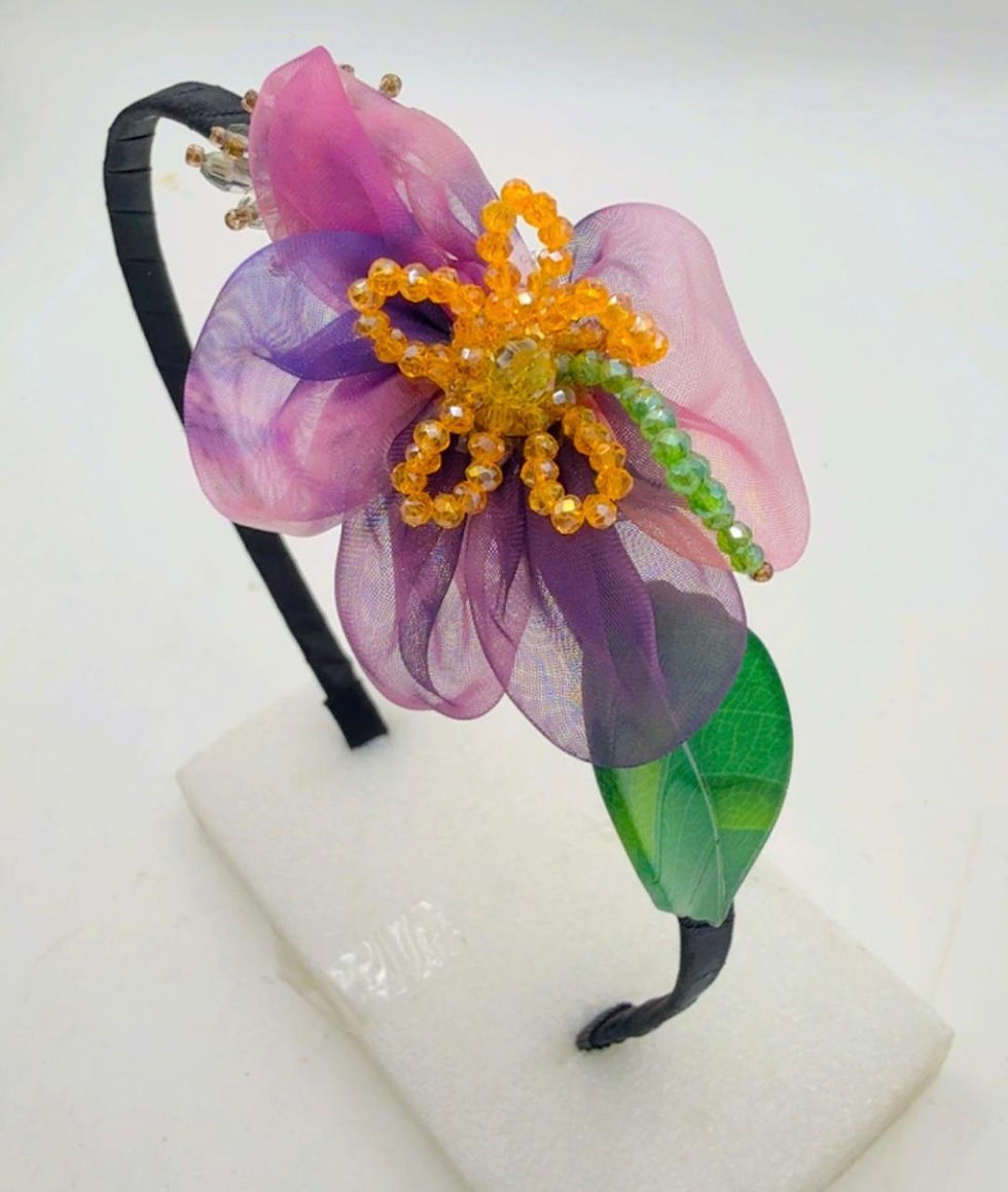 Thumbnail: Organza multi embellished floral hair band 