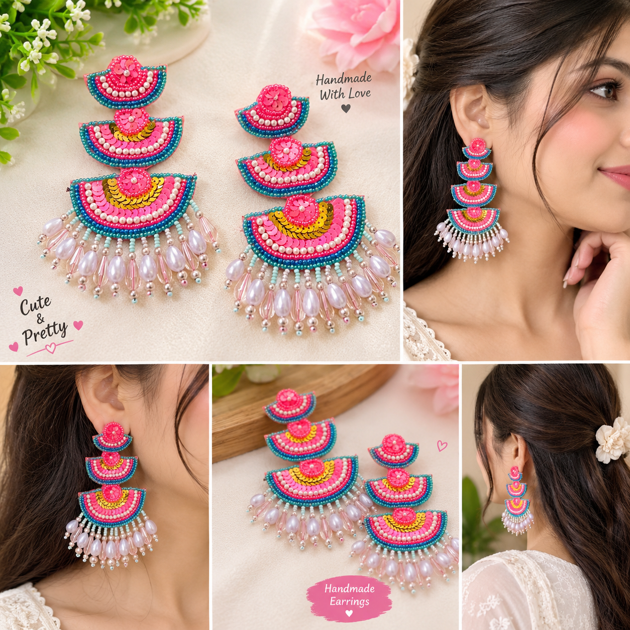Trio Semi-Circle Handmade Earring