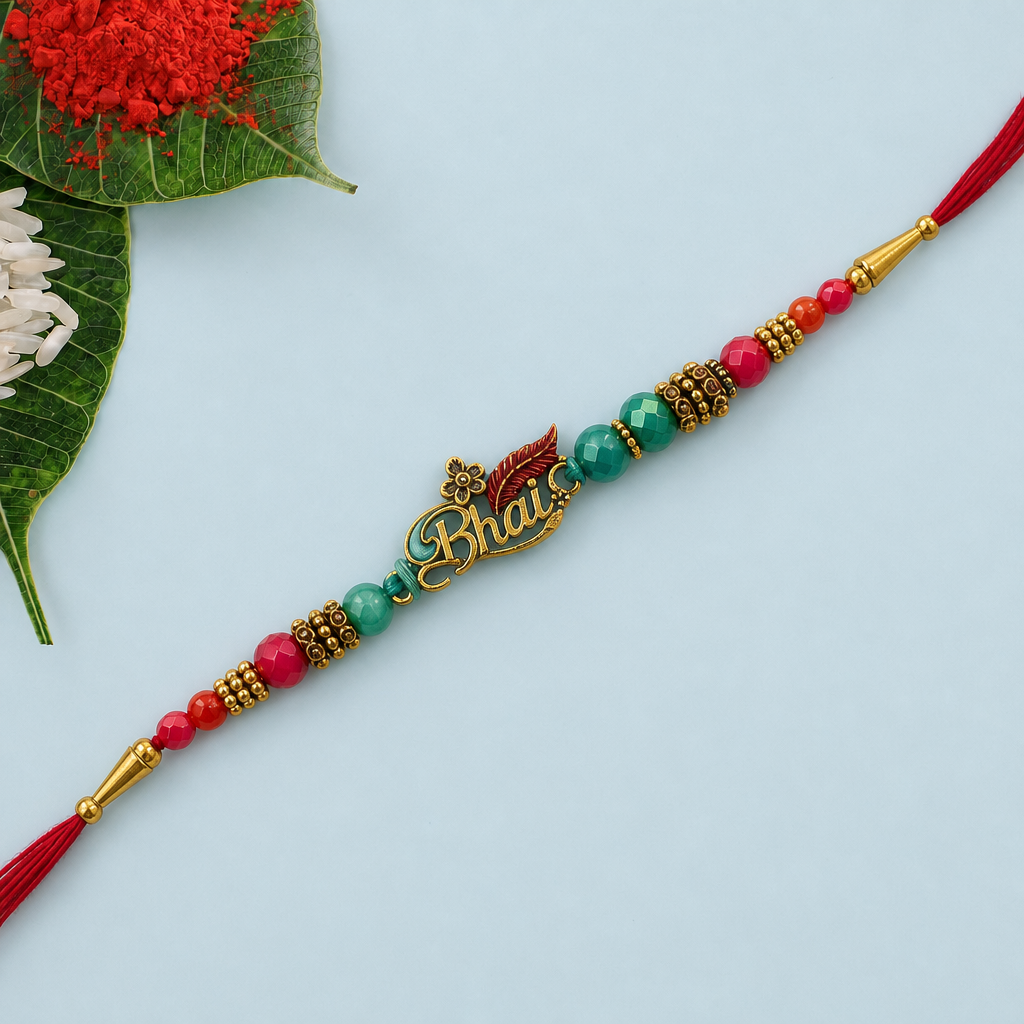 Designer “Bhai” Rakhi with Beads & Tassel