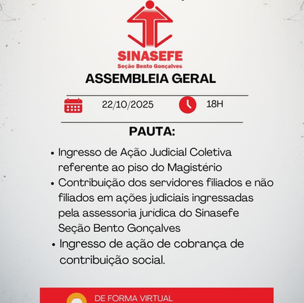 🔊 CONVOCAÇÃO PARA ASSEMBLEIA GERAL