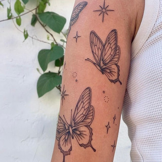 philly tattoo / illustrative black work tattoo / butterfly tattoo
