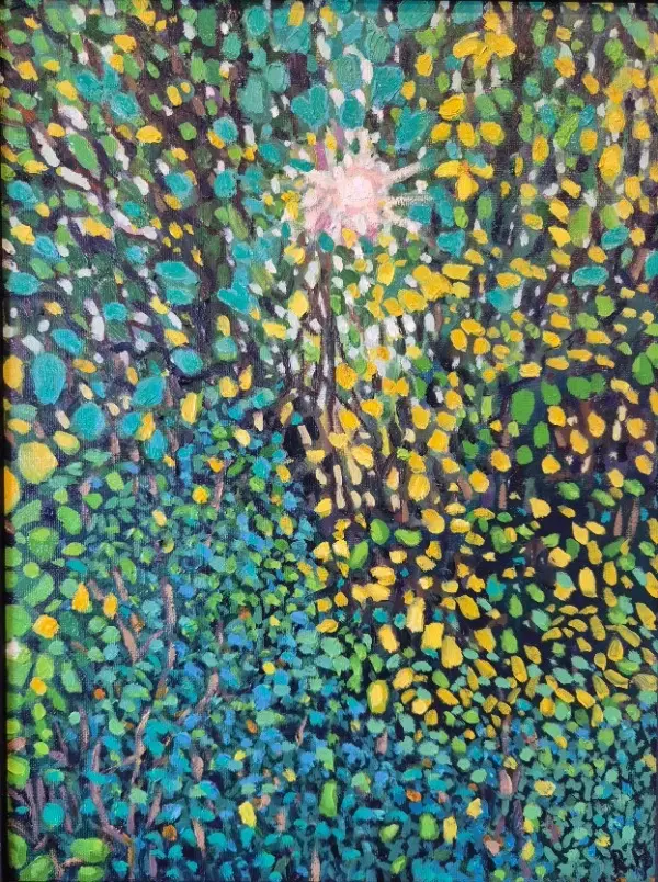 Autumn Hedgerow in Yellow and Blue  30cm x 40cm  £325