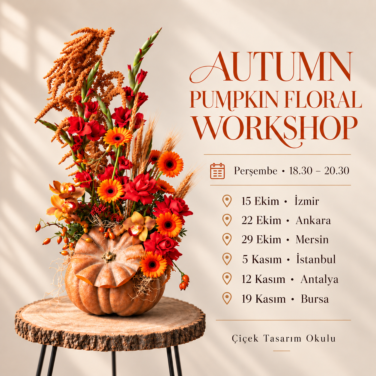 Balkabağı Çiçek Atölyesi | Sonbahar Çiçekleri Workshopu
