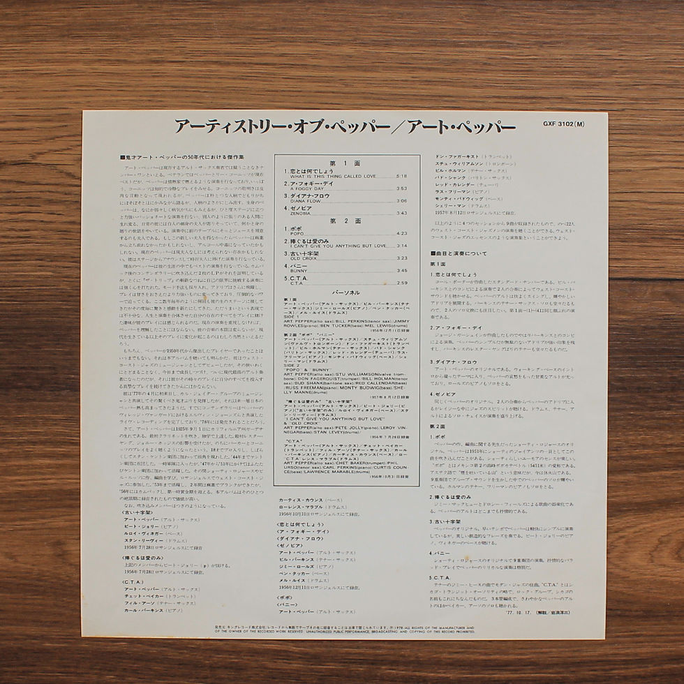 Thumbnail: Art Pepper - The Artistry Of Pepper 33'lük LP PLAK