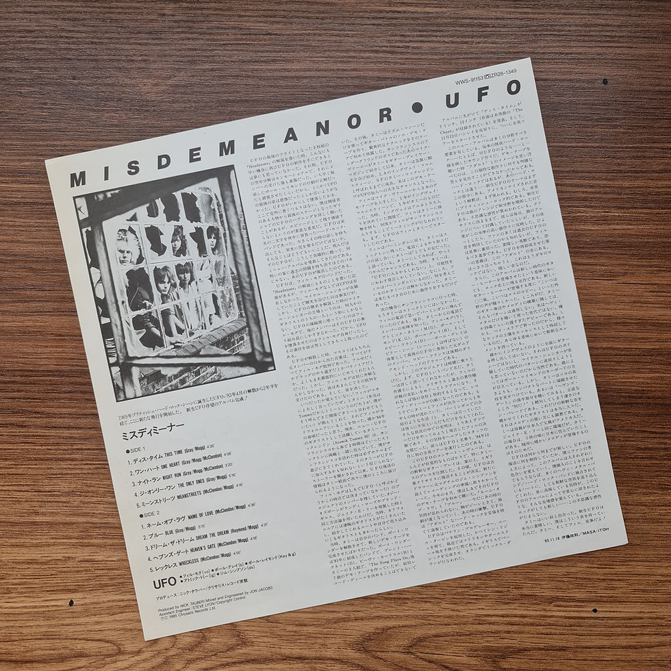 Thumbnail: UFO – Misdemeanor 33'lük LP PLAK
