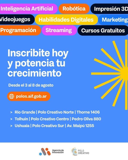 SE ABREN LAS INSCRIPCIONES PARA EL SEGUNDO CUATRIMESTRE EN LOS POLOS CREATIVOS