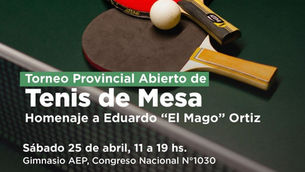 LA MUNICIPALIDAD INVITA A PARTICIPAR DEL TORNEO PROVINCIAL ABIERTO DE TENIS DE MESA