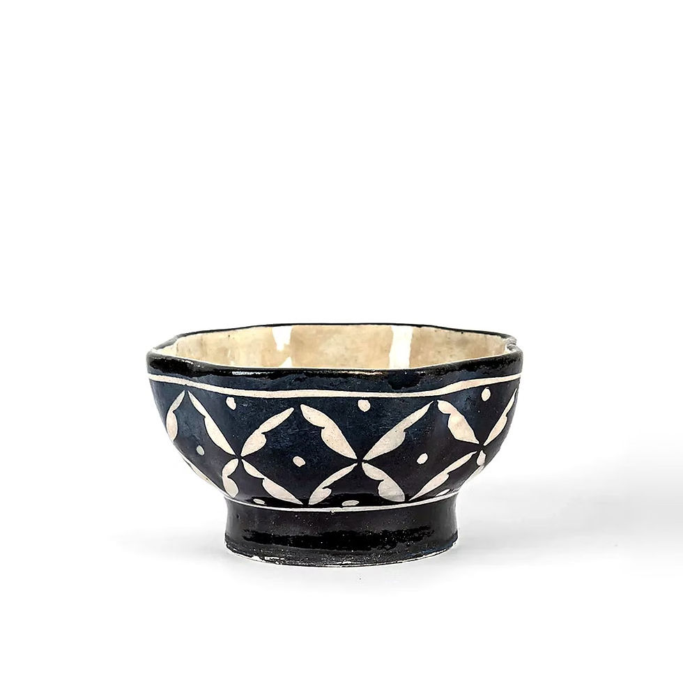 Jaipur Blue Pottery Lotus Bowl, Black and White, view 2