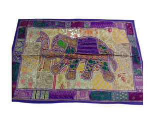 Patchwork home decor from Jaipur: embroidered elephant patchwork wall hanging