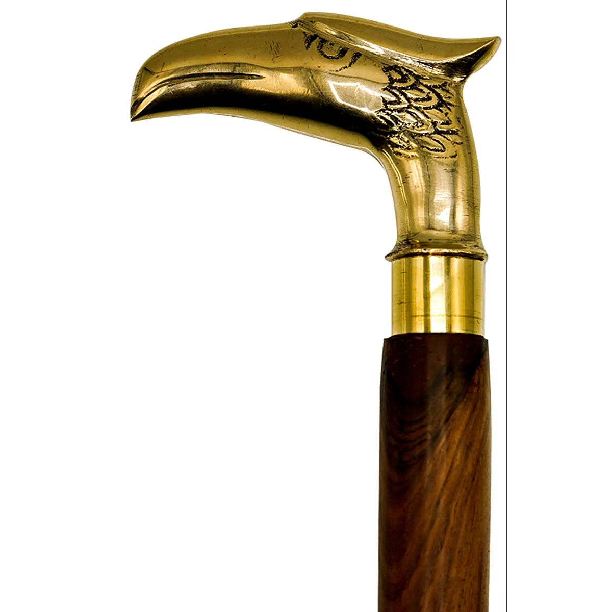Kraft Bharat Wooden Walking Stick with Brass Eagle Handle, handmade in India