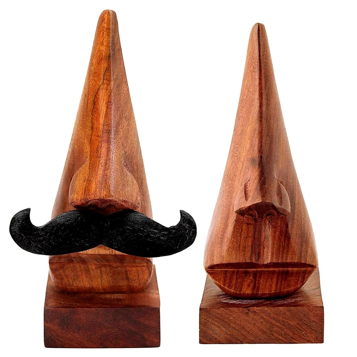 Kraft Bharat Wooden Nose Shaped Specs Holder, Tall, handmade in India
