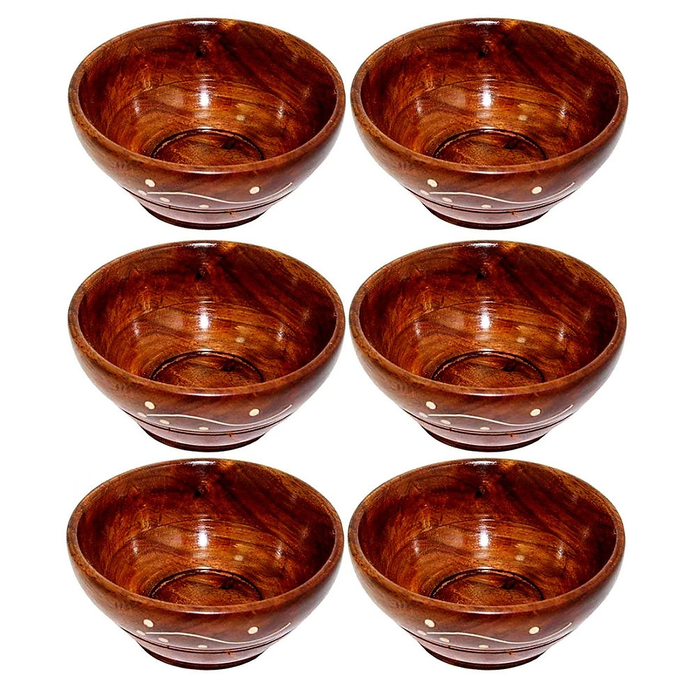 Thumbnail: Kraft Bharat Wooden Classic Snack Bowls Set of 6, handmade in India, view 3