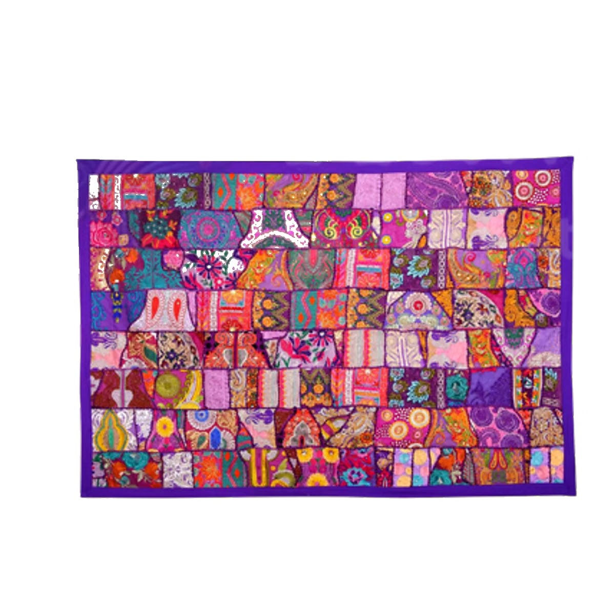 Kraft Bharat Handmade Patchwork Wall Hanging, Purple, handmade in Jaipur, India