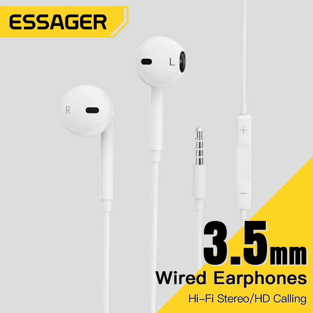 אוזניות חוטיות 3.5 מ"מ Essager אוזניות תוך-אוזן עם מיקרופון