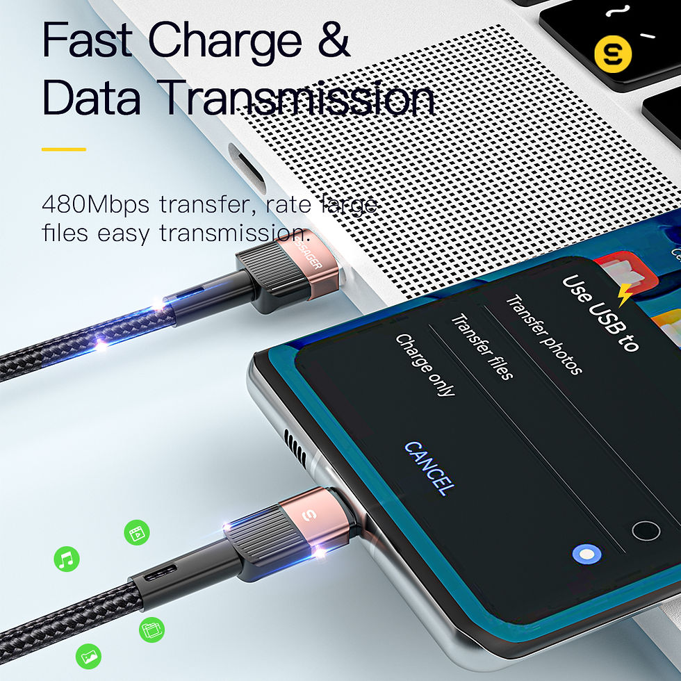 תמונה ממוזערת: כבל USB מסוג C 7A של Essager עם טעינה מהירה 66W ו-USB
