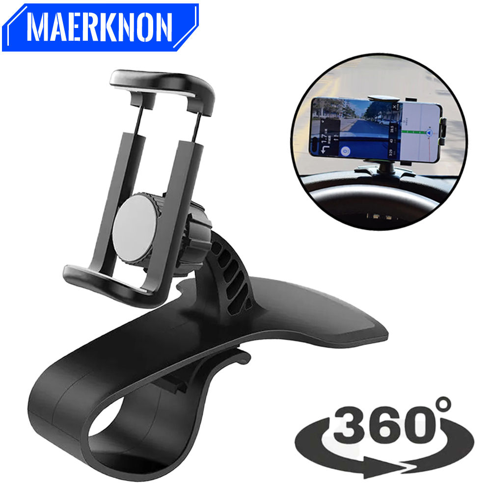 מחזיק טלפון לרכב אוניברסלי מסתובב 360° ללוח מחוונים, מעמד לסמארטפון, קליפס קל