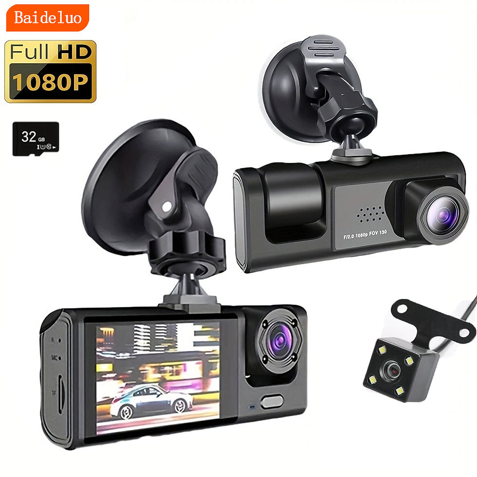 תמונה ממוזערת: Dash Cam W/ IR Night Vision Loop Recording & 2" IPS Screen 1080P 3 Camera ， DV