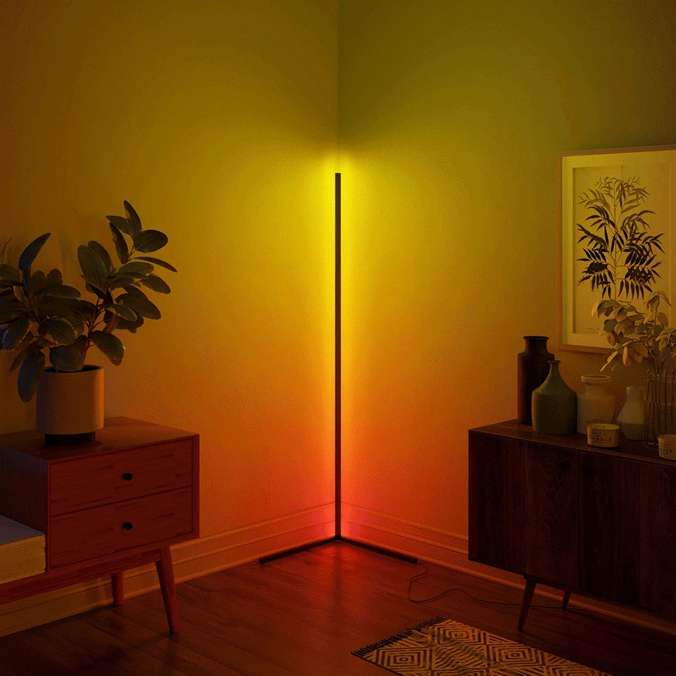 מנורת רצפה חכמה RGB בצבעי חלום עם סנכרון מוזיקה מודרנית, 16 מיליון צבעים משתנים