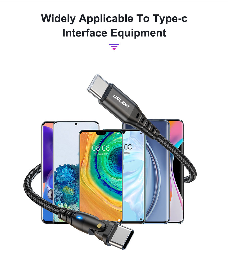 תמונה ממוזערת: 60W USB C To USB C Cable 3A LED Type C Data Cable Fast Charging Wire For iPhone 