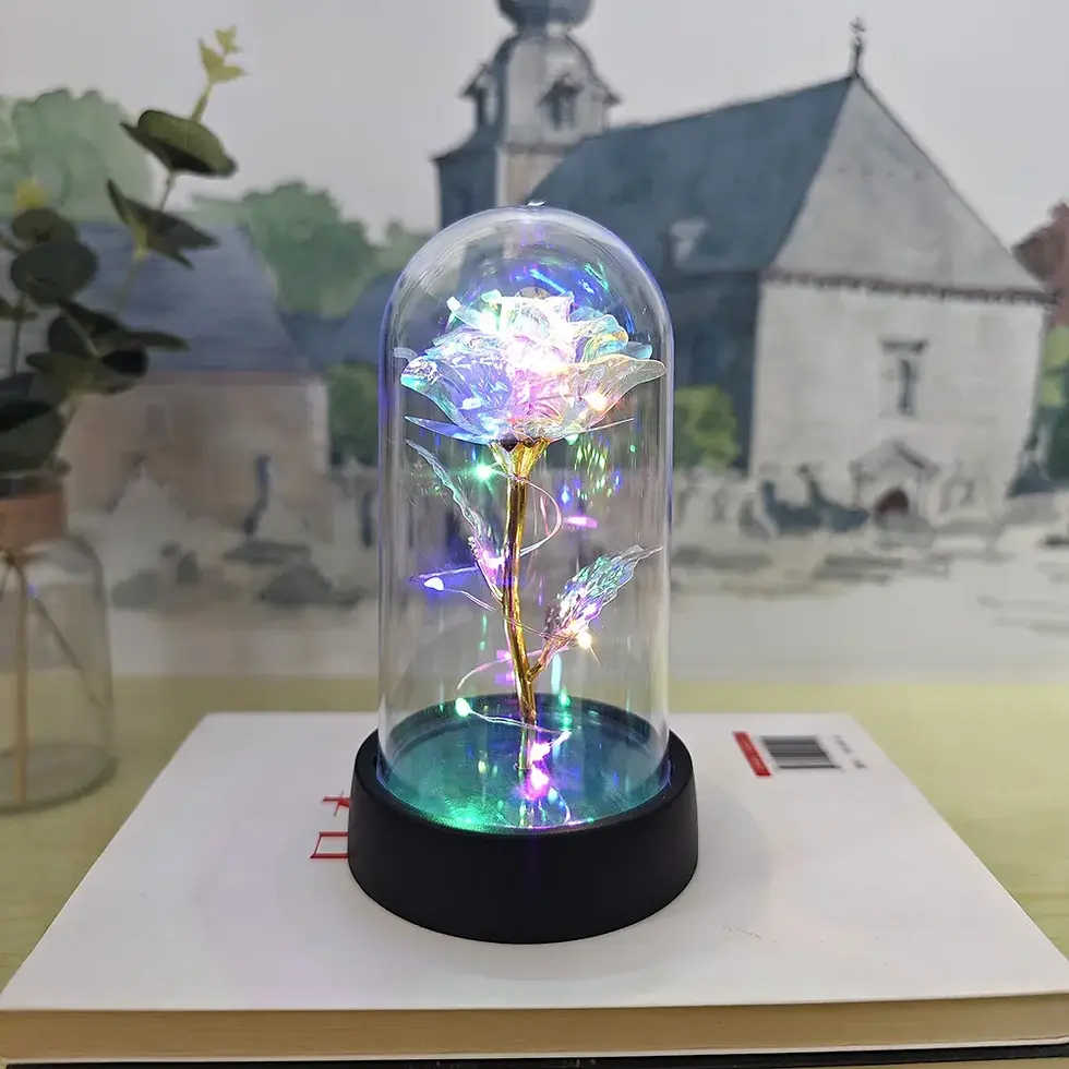 תמונה ממוזערת: אור ורד נצחי LED נייר כסף פרח יום האהבה מתנת מסיבת חתונה דקור Arti