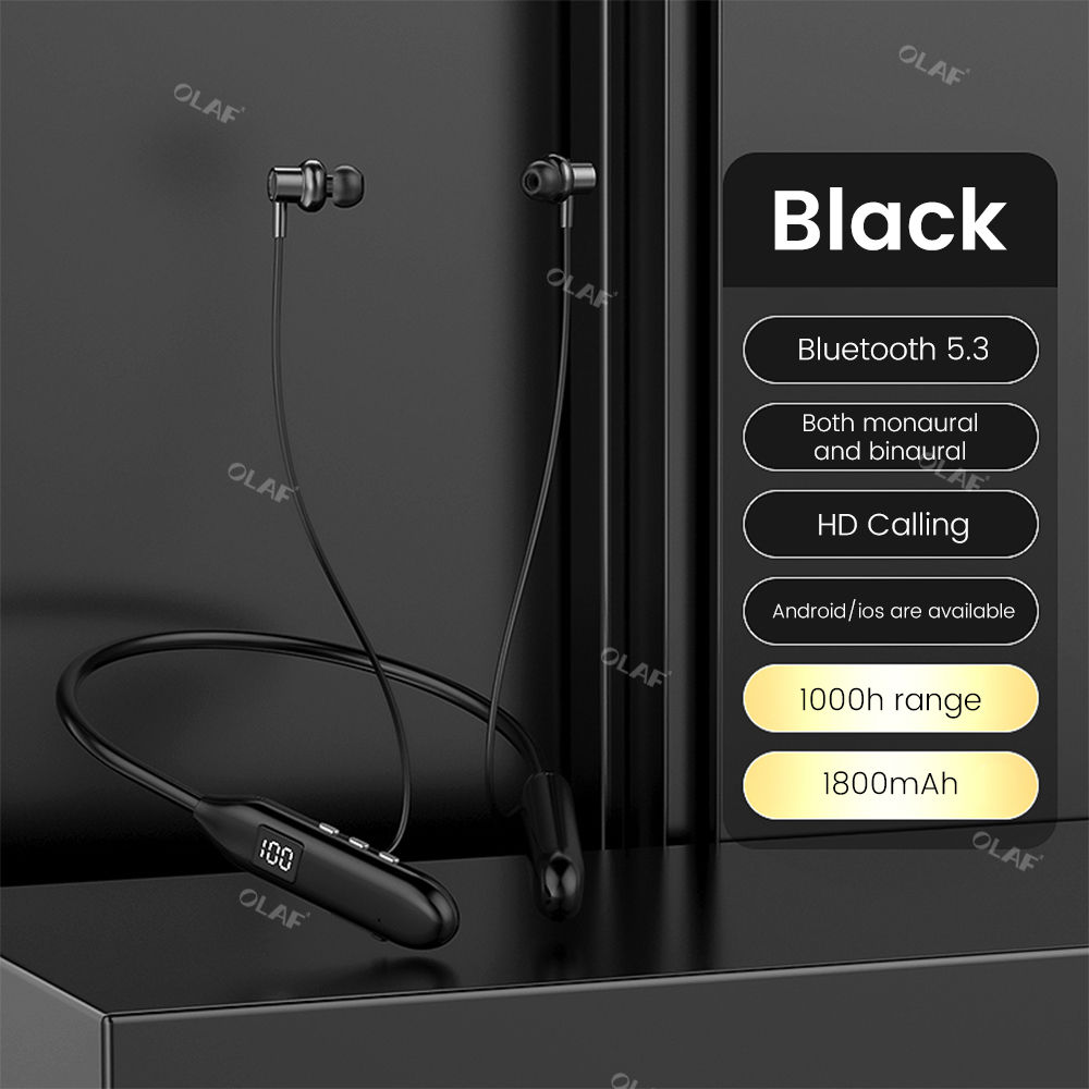 אוזניות אלחוטיות Sy8 Bluetooth 5.3 Neckband אוזניות LED Super Power עמידות למים