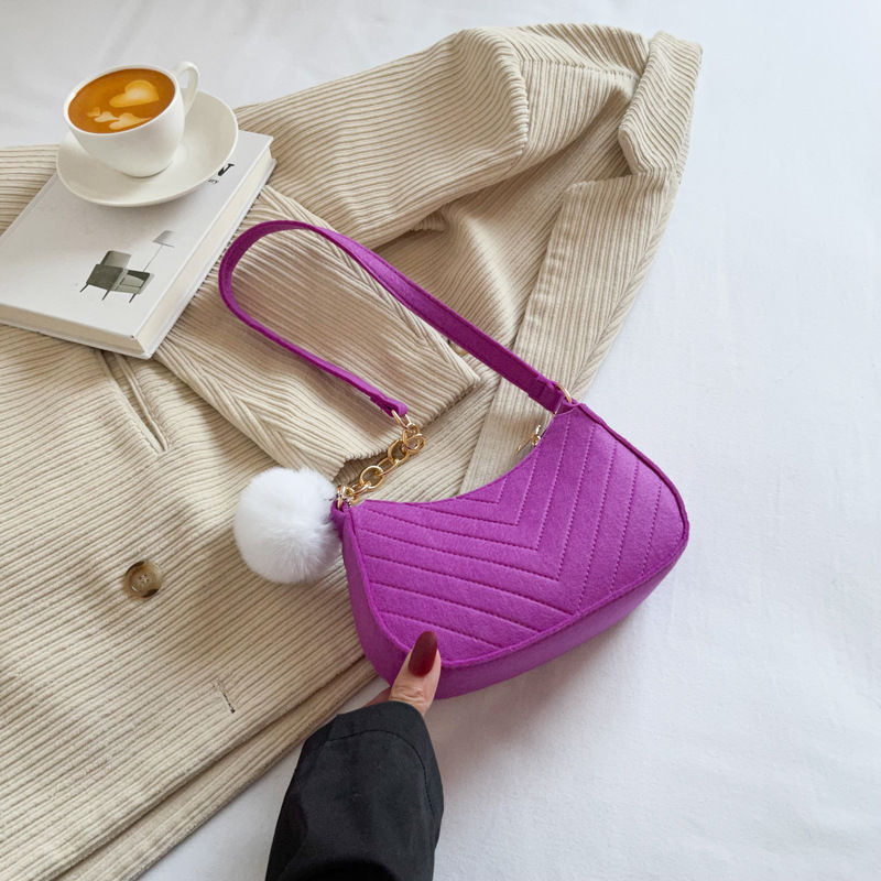 תמונה ממוזערת: Mini Shoulder Bags for Women Fashion Felt Women's Bag Design Advanced Underarm H