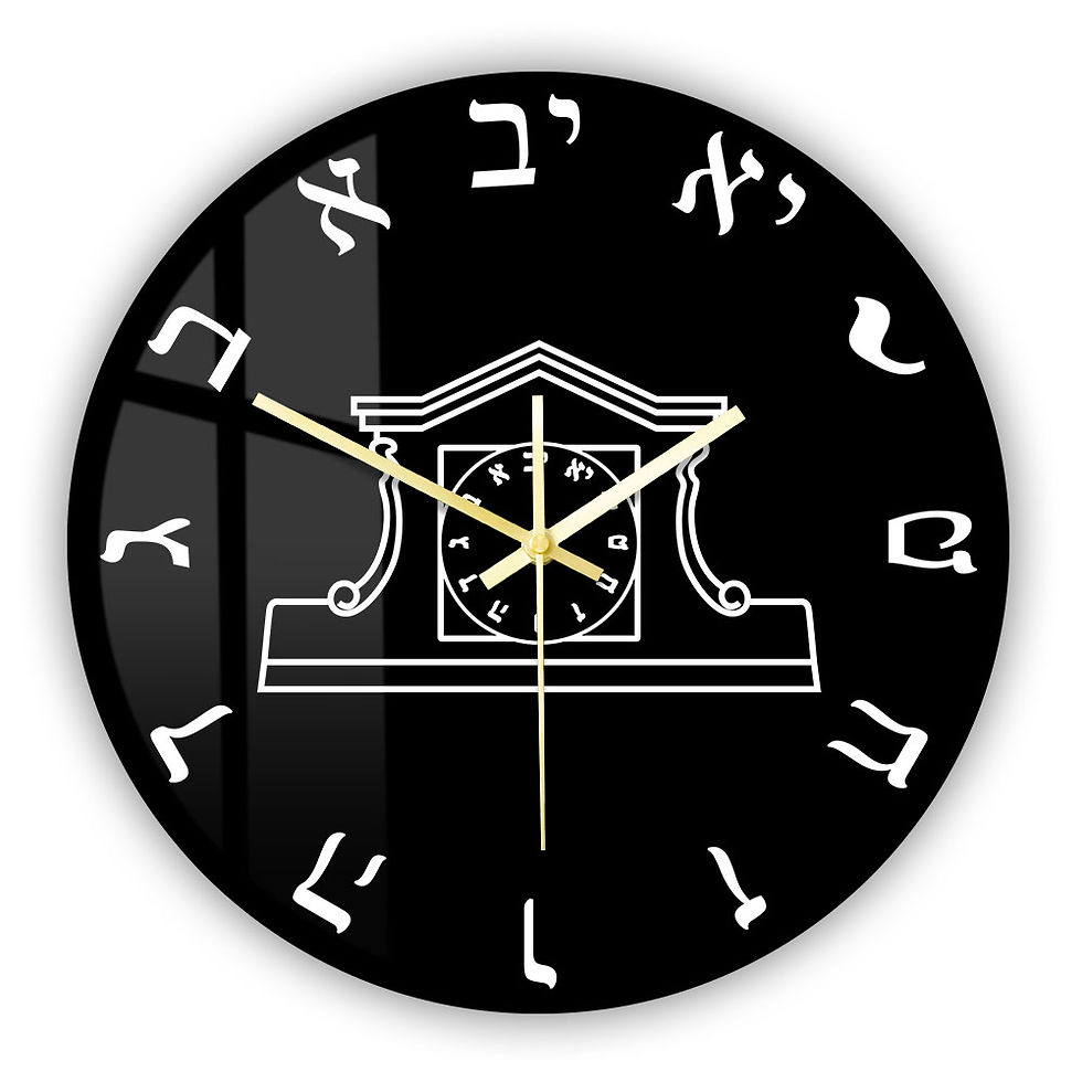 תמונה ממוזערת: שעון קיר עברי פועל נגד כיוון השעון על בית העירייה היהודי בצ'כיה