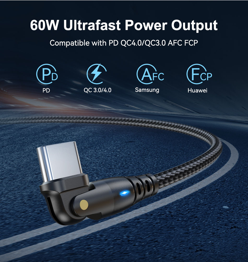 תמונה ממוזערת: 60W USB C To USB C Cable 3A LED Type C Data Cable Fast Charging Wire For iPhone 
