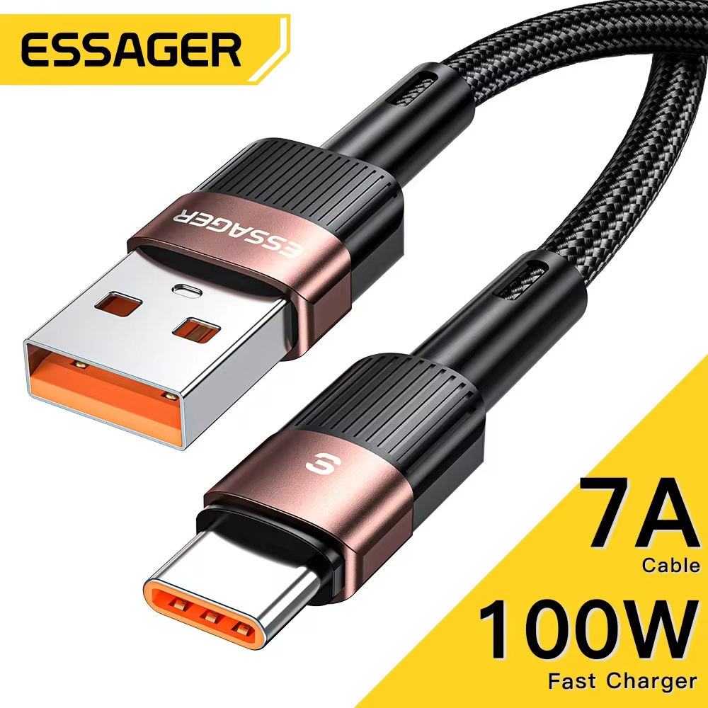 כבל USB מסוג C 7A של Essager עם טעינה מהירה 66W ו-USB