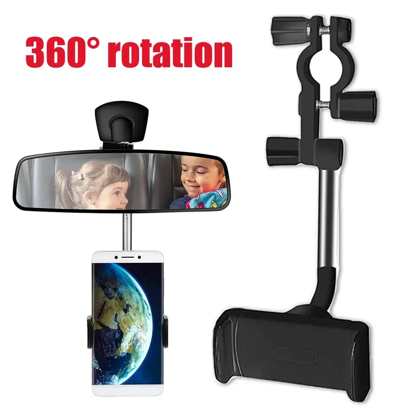 מחזיק טלפון לרכב אוניברסלי מראה אחורית 360 מעלות מעמד למושב אחורי מסתובב