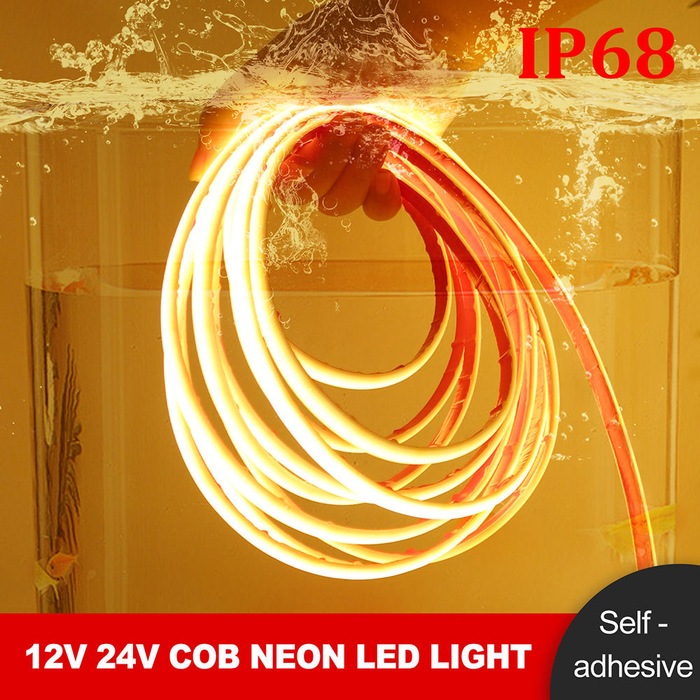 רצועת לד COB עמידה למים IP68 IP30 12V 24V 5 מטר 10 מטר 15 מטר 20 מטר 0.5 מטר גמי