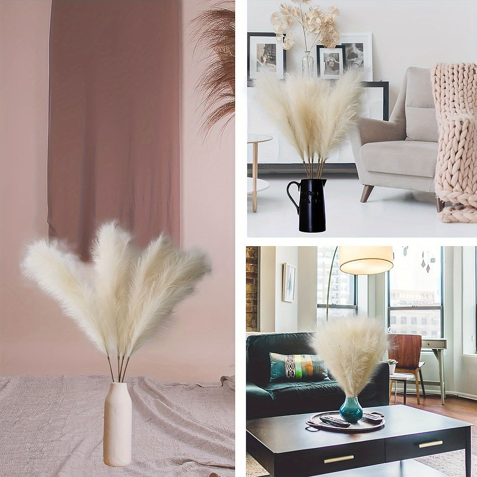 תמונה ממוזערת: 5pcs Faux Pampas Grass, Large Tall Artificial Pompous Branches, Fluffy Stems for