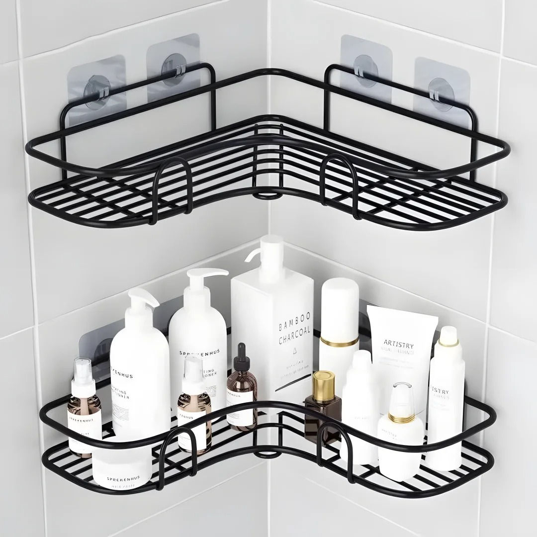 Toilet Storage Rack Bathroom Shelf No-Drill Corner Shelf Shower Wall Mounted She