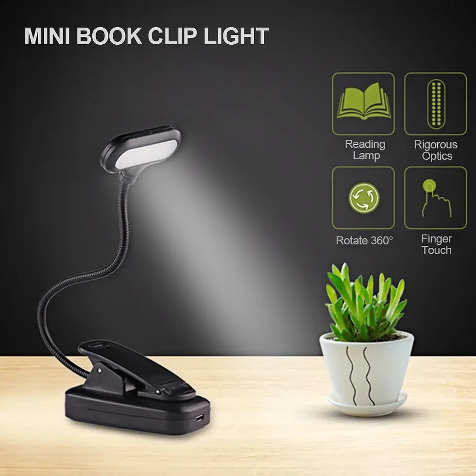 תמונה ממוזערת: LED Eye Protection Book Night Light Adjustable Mini Clip-On Study Desk Lamp Batt