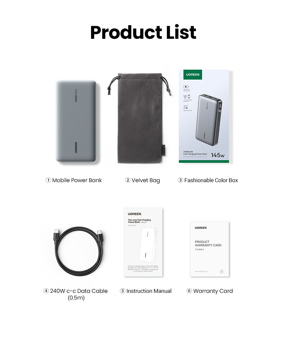 תמונה ממוזערת: UGREEN 140W PowerBank נייד 25000mAh PD טעינה מהירה PowerBank למ�