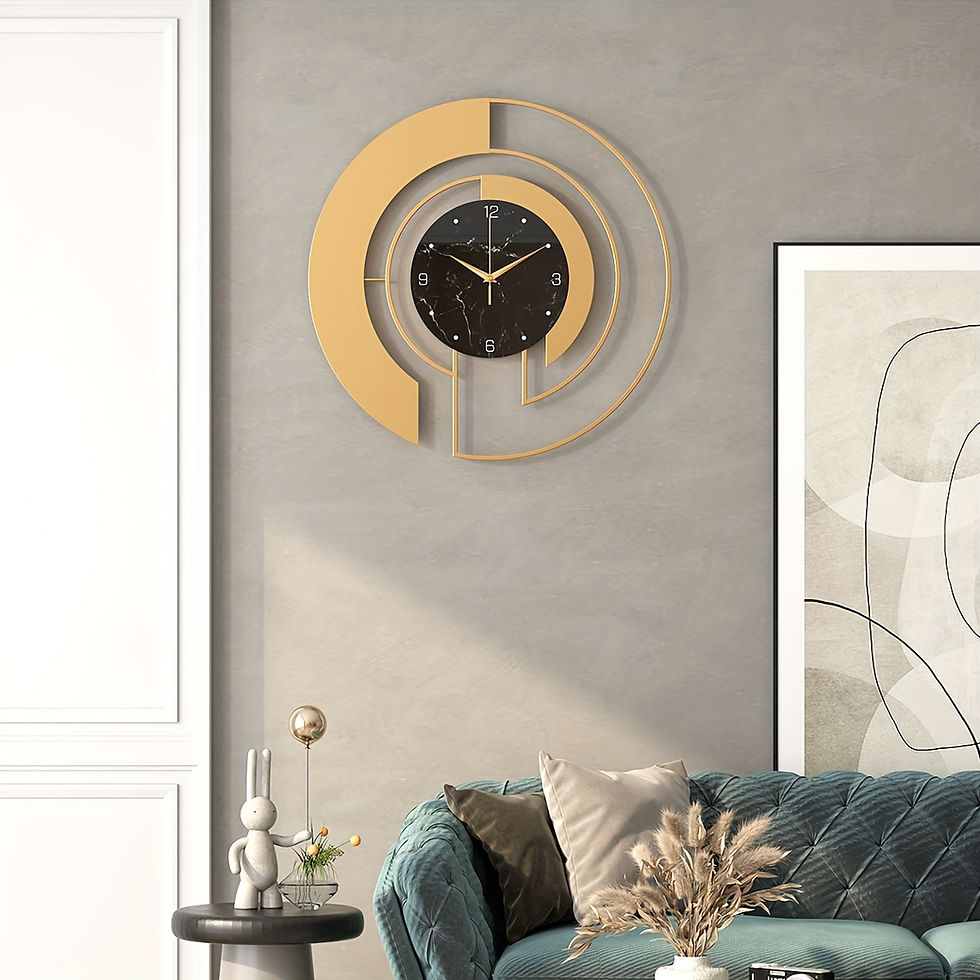 תמונה ממוזערת: Modern Golden Metal Wall Clock with Geometric Design - Silent, Battery-Powered f