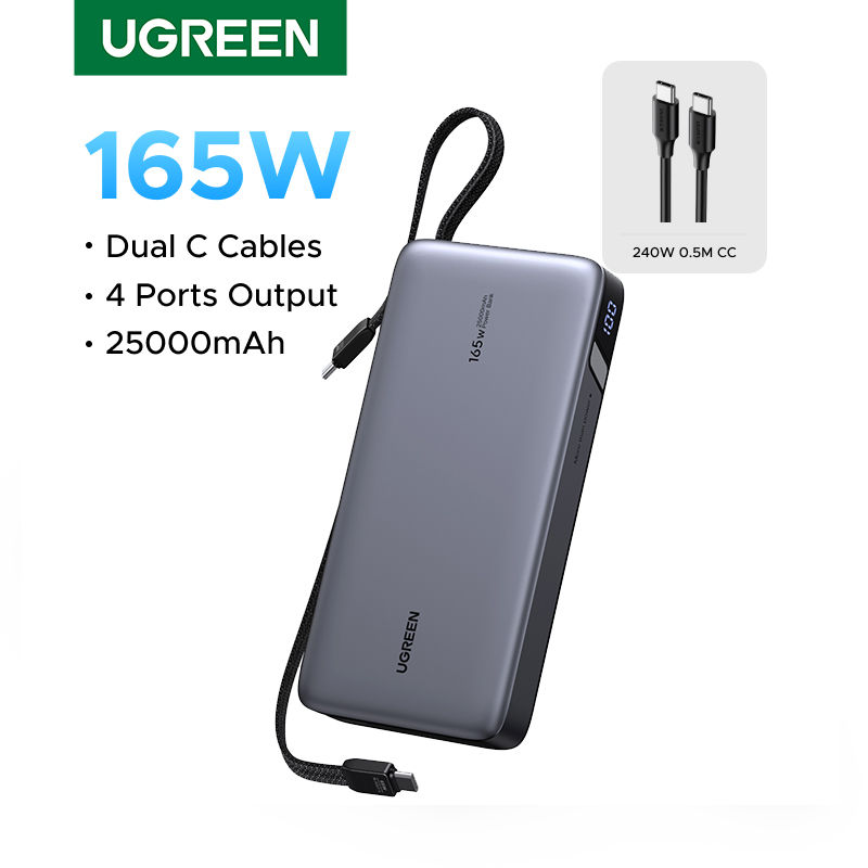 תמונה ממוזערת: מטען נייד מהיר UGREEN Nexode PD 165W 25000mAh 140W PD3.1 עם שני