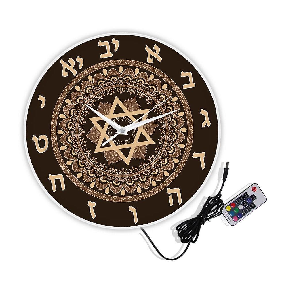 תמונה ממוזערת: מנדלה פרחונית שעון קיר זוהר מגן דוד לד שלט ניאון מואר יודאיקה א