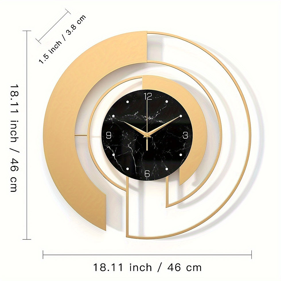 תמונה ממוזערת: Modern Golden Metal Wall Clock with Geometric Design - Silent, Battery-Powered f
