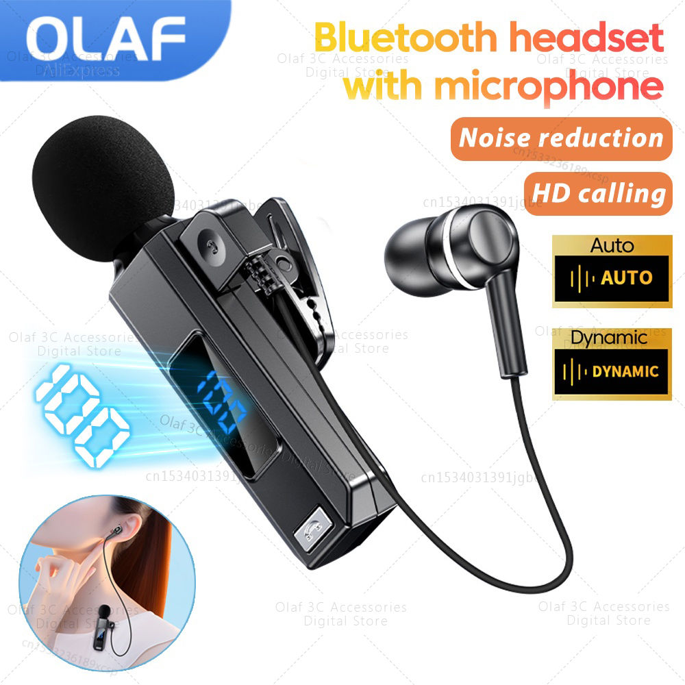 V5.5 אוזניות עם קליפס צווארון אוזניות Bluetooth אלחוטיות עם מיקרופון שיחות HD